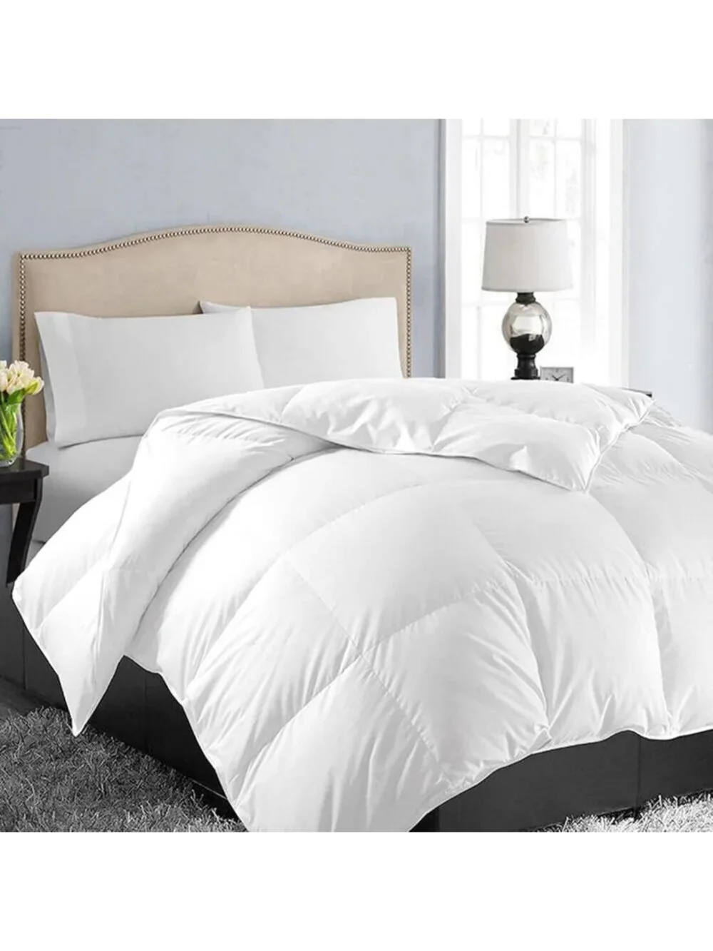 Cozy Queen Size Down Alternative Comforter - Soft, White, 88x88 Inches